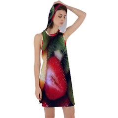 Fruits, Food, Green, Red, Strawberry, Yellow Racer Back Hoodie Dress by nateshop