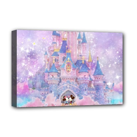 Disney Castle, Mickey And Minnie Deluxe Canvas 18  X 12  (stretched) by nateshop