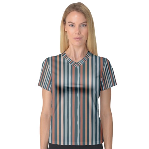 Stripes V-neck Sport Mesh T-shirt by zappwaits