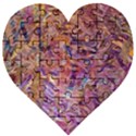 Ochre on fuchsia blend Wooden Puzzle Heart View1