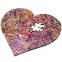 Ochre on fuchsia blend Wooden Puzzle Heart View2