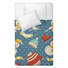 Winter Blue Christmas Snowman Pattern Duvet Cover Double Side (single Size) by Grandong