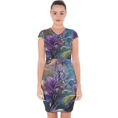 Abstract Blossoms  Capsleeve Drawstring Dress  by Internationalstore