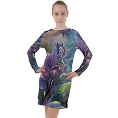 Abstract Blossoms  Long Sleeve Hoodie Dress by Internationalstore