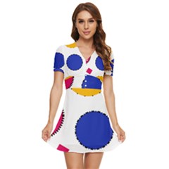 Circles Seamless Pattern Tileable V-neck High Waist Chiffon Mini Dress by Alisyart