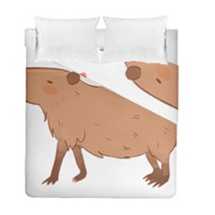 Capybara T- Shirt Cute Capybara Illustration T- Shirt (1) Yoga Reflexion Pose T- Shirtyoga Reflexion Pose T- Shirt Duvet Cover Double Side (full/ Double Size) by hizuto