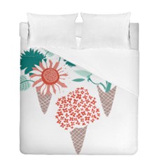 Flowers T- Shirt Midsummer I Scream Flower Cones    Print    Green Aqua And Orange Flowers Bouquets Duvet Cover Double Side (full/ Double Size) by ZUXUMI