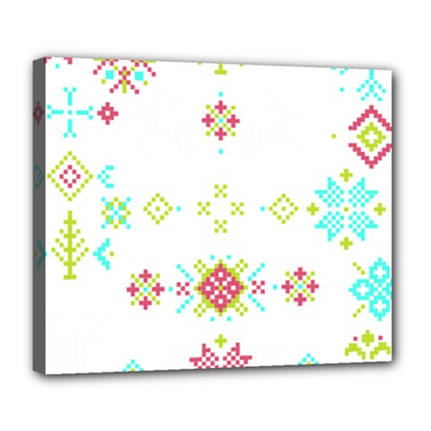 Christmas Cross Stitch Pattern Effect Holidays Symmetry Deluxe Canvas 24  X 20  (stretched) by Sarkoni