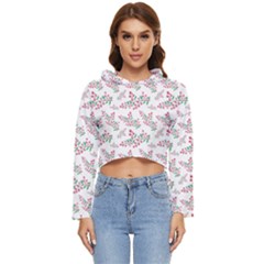 Christmas Shading Festivals Floral Pattern Women s Lightweight Cropped Hoodie by Sarkoni
