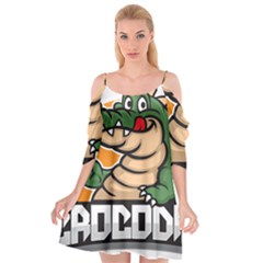 Funny Crocodile Cutout Spaghetti Strap Chiffon Dress by Sarkoni