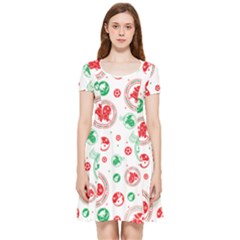 Merry Christmas Geometric Pattern Inside Out Cap Sleeve Dress by Sarkoni