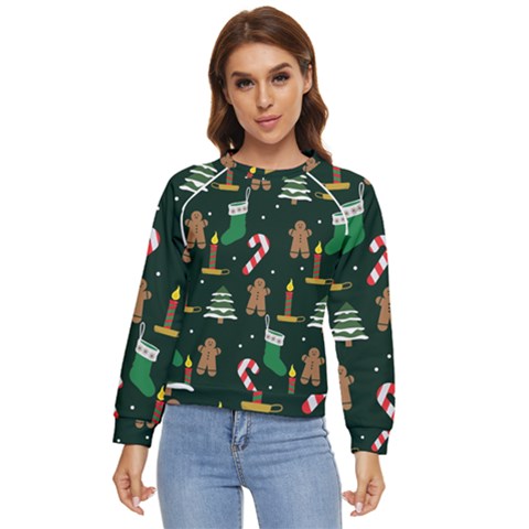 Pattern Christmas Gift Women s Long Sleeve Raglan T-shirt by uniart180623
