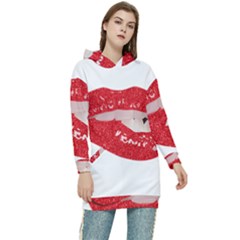 Lips -25 Women s Long Oversized Pullover Hoodie by SychEva