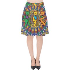 Grateful Dead Pattern Velvet High Waist Skirt by Sarkoni