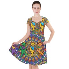 Grateful Dead Pattern Cap Sleeve Midi Dress by Sarkoni