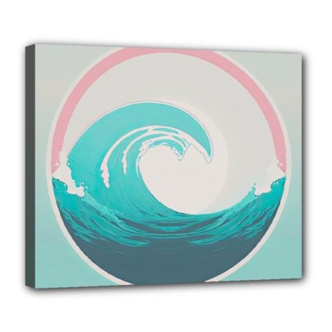 Tidal Wave Ocean Sea Tsunami Wave Minimalist Deluxe Canvas 24  X 20  (stretched) by uniart180623