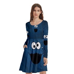 Funny Face Long Sleeve Knee Length Skater Dress With Pockets by Ket1n9