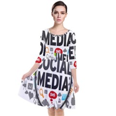 Social Media Computer Internet Typography Text Poster Quarter Sleeve Waist Band Dress by Ket1n9
