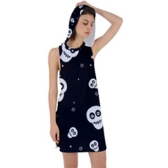 Skull Pattern Racer Back Hoodie Dress by Ket1n9