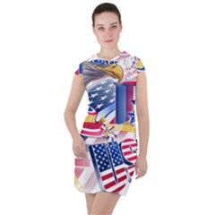 Independence Day United States Of America Drawstring Hooded Dress by Ket1n9