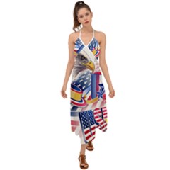 Independence Day United States Of America Halter Tie Back Dress  by Ket1n9