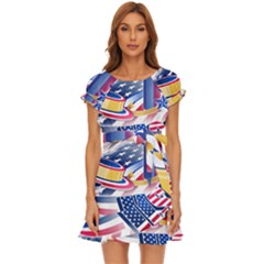 Independence Day United States Of America Puff Sleeve Frill Dress by Ket1n9