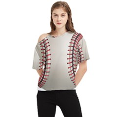 Baseball One Shoulder Cut Out T-shirt by Ket1n9