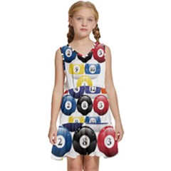 Racked Billiard Pool Balls Kids  Sleeveless Tiered Mini Dress by Ket1n9