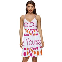 Be Yourself Pink Orange Dots Circular V-neck Pocket Summer Dress  by Ket1n9