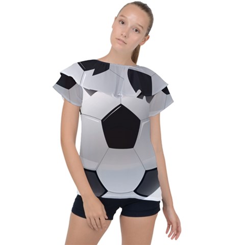 Soccer Ball Ruffle Collar Chiffon Blouse by Ket1n9