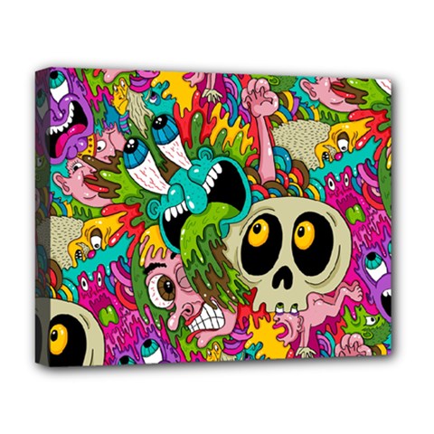 Crazy Illustrations & Funky Monster Pattern Deluxe Canvas 20  X 16  (stretched) by Ket1n9