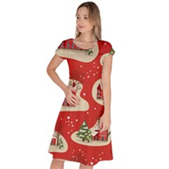 Christmas New Year Seamless Pattern Classic Short Sleeve Dress by Ket1n9