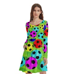 Balls Colors Long Sleeve Knee Length Skater Dress With Pockets by Ket1n9