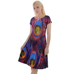 Pretty Peacock Feather Classic Short Sleeve Dress by Ket1n9