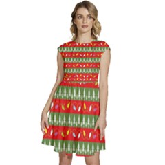 Christmas-papers-red-and-green Cap Sleeve High Waist Dress by Grandong
