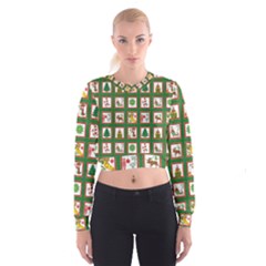 Christmas-paper-christmas-pattern Cropped Sweatshirt by Grandong