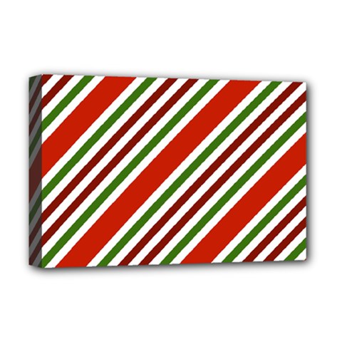 Christmas-color-stripes Deluxe Canvas 18  X 12  (stretched) by Grandong