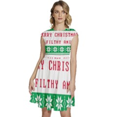 Merry Christmas Ya Filthy Animal Cap Sleeve High Waist Dress by Grandong