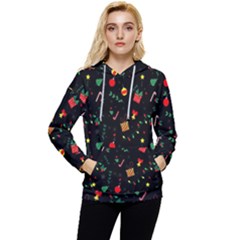 Christmas Pattern Texture Colorful Wallpaper Women s Lightweight Drawstring Hoodie by Grandong