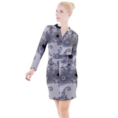 Apple Males Almond Bread Abstract Mathematics Button Long Sleeve Dress by Vaneshop
