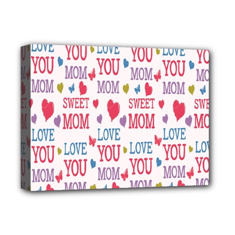 Love Mom Happy Mothers Day I Love Mom Graphic Deluxe Canvas 16  X 12  (stretched)  by Vaneshop