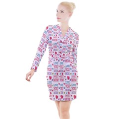 Love Mom Happy Mothers Day I Love Mom Graphic Button Long Sleeve Dress by Vaneshop