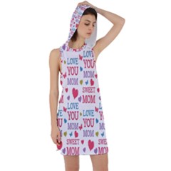 Love Mom Happy Mothers Day I Love Mom Graphic Racer Back Hoodie Dress by Vaneshop