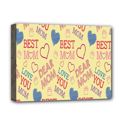 Love Mom Happy Mothers Day I Love Mom Graphic Pattern Deluxe Canvas 16  X 12  (stretched)  by Vaneshop
