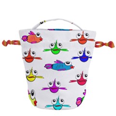 Fish Swim Cartoon Funnycute Drawstring Bucket Bag by Sapixe