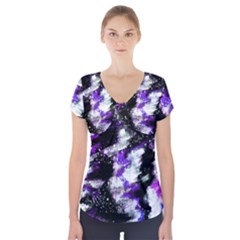 Abstract Canvas-acrylic-digital-design Short Sleeve Front Detail Top by Amaryn4rt