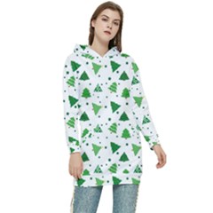 Christmas Trees Pattern Design Pattern Women s Long Oversized Pullover Hoodie by Amaryn4rt