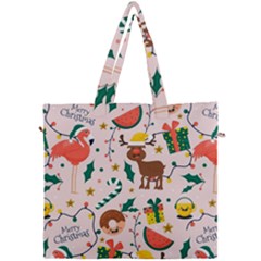 Colorful-funny-christmas-pattern Merry Xmas Canvas Travel Bag by Amaryn4rt