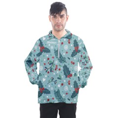 Seamless-pattern-with-berries-leaves Men s Half Zip Pullover by Amaryn4rt