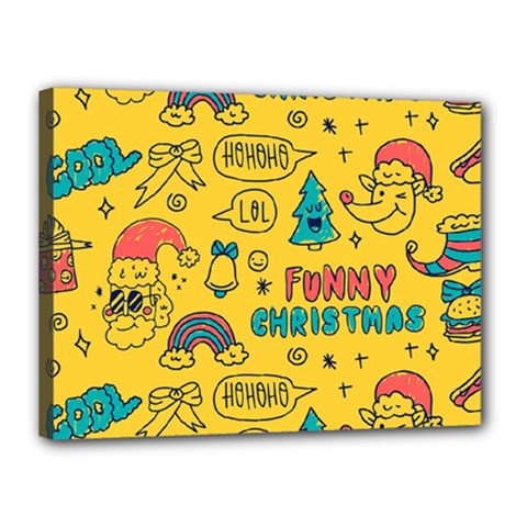 Colorful-funny-christmas-pattern Cool Ho Ho Ho Lol Canvas 16  X 12  (stretched) by Amaryn4rt
